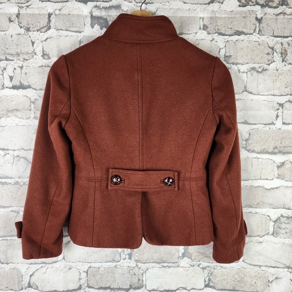Banana Republic Wool Pea Coat High Collar Floral Lining Rust Size XS - Picture 6 of 16